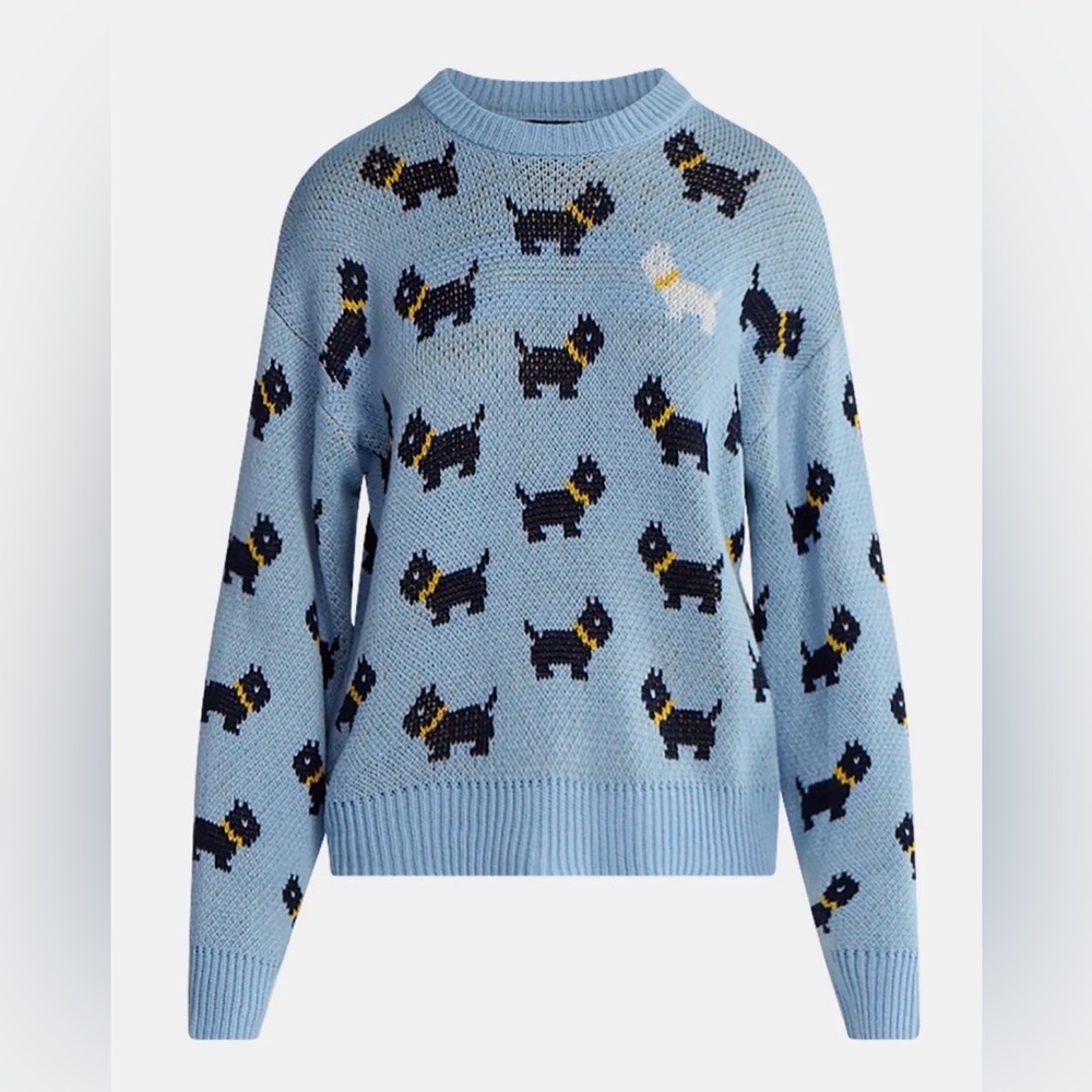 NWT Stranger Things Season 5 Erica Scottie Dog Sweater Blue No Boundaries S,L